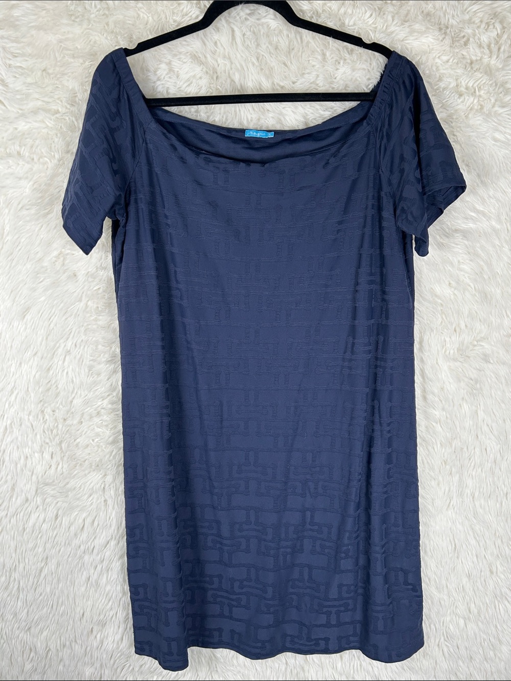 J. McLaughlin Blue Women's Short-Sleeve Off Shoulder Stretchy Dress
